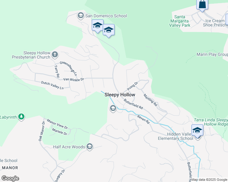 map of restaurants, bars, coffee shops, grocery stores, and more near 1341 Butterfield Road in San Anselmo