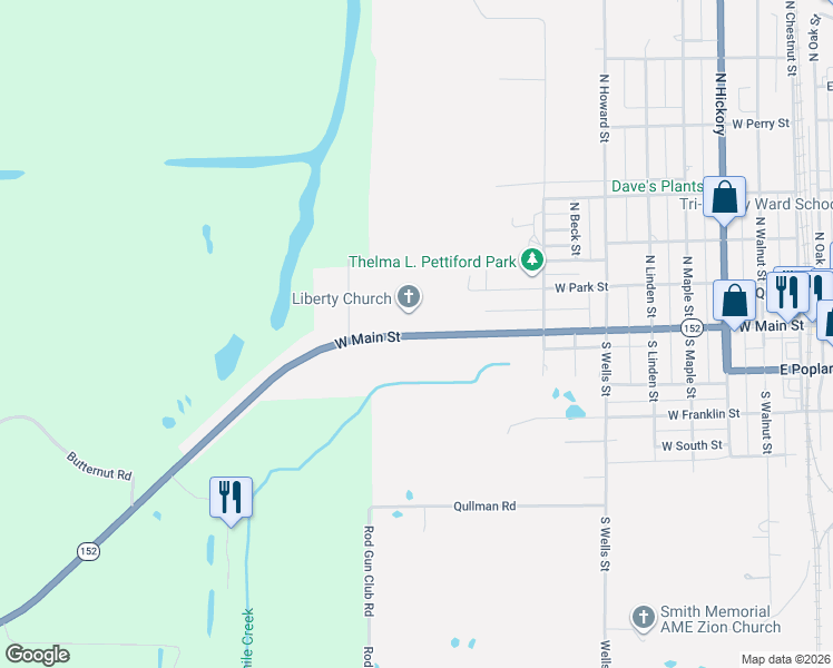 map of restaurants, bars, coffee shops, grocery stores, and more near 6321 West Main Street in Du Quoin