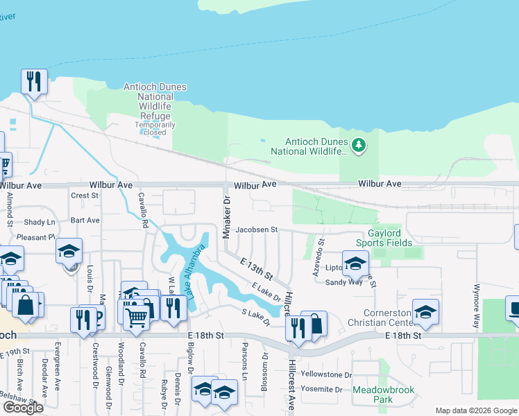 map of restaurants, bars, coffee shops, grocery stores, and more near 1000 Apollo Court in Antioch