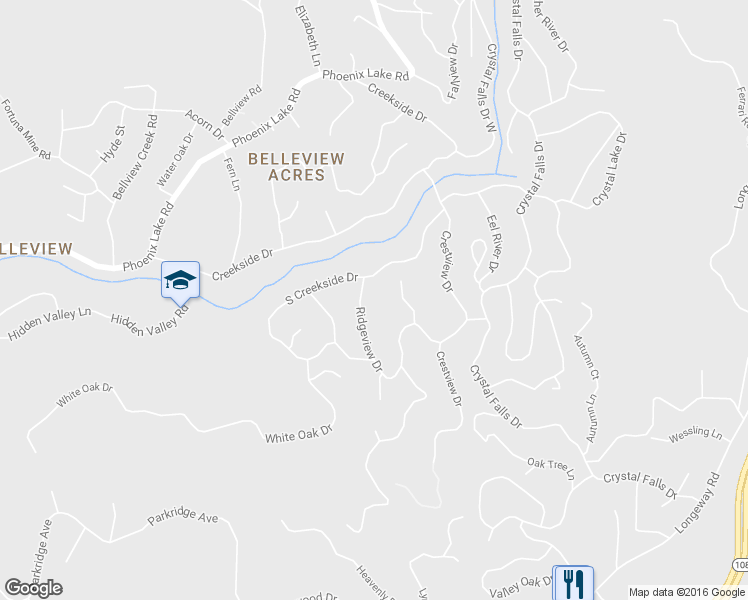 map of restaurants, bars, coffee shops, grocery stores, and more near 21429 Ridgeview Drive in Sonora