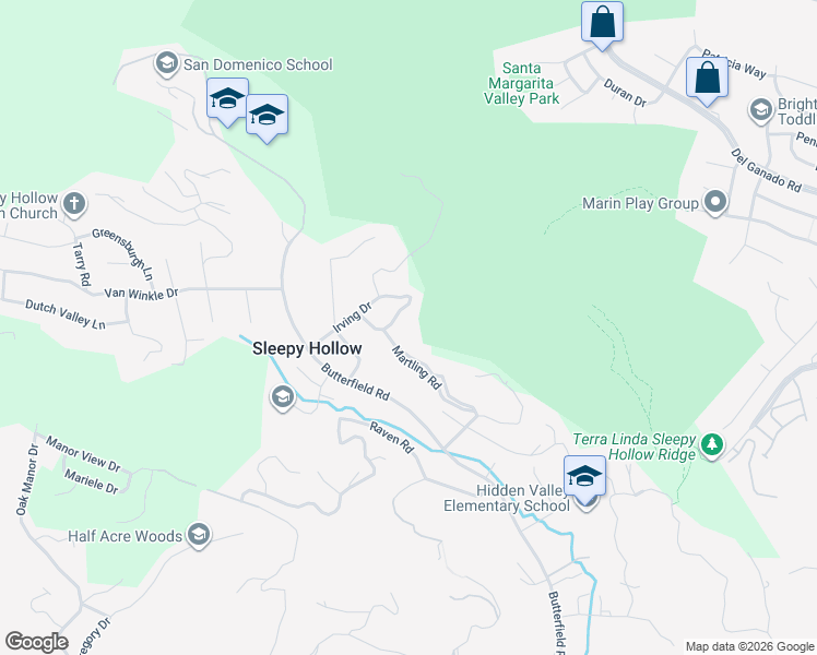 map of restaurants, bars, coffee shops, grocery stores, and more near 55 Luzanne Circle in San Anselmo