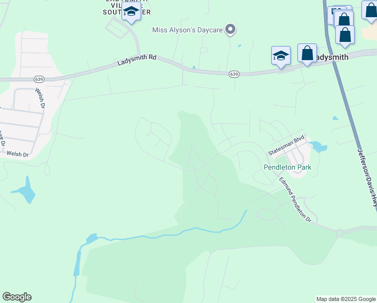 map of restaurants, bars, coffee shops, grocery stores, and more near 18406 Centennial Circle in Ruther Glen