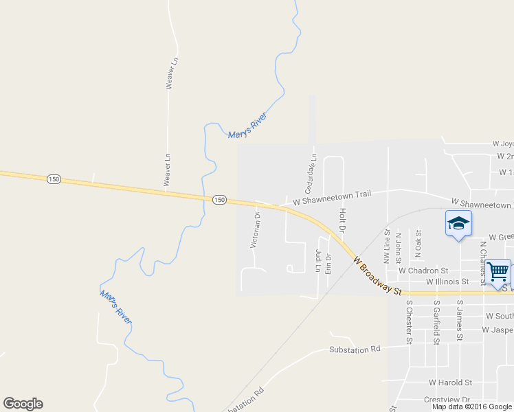 map of restaurants, bars, coffee shops, grocery stores, and more near 302 Victorian Drive in Steeleville