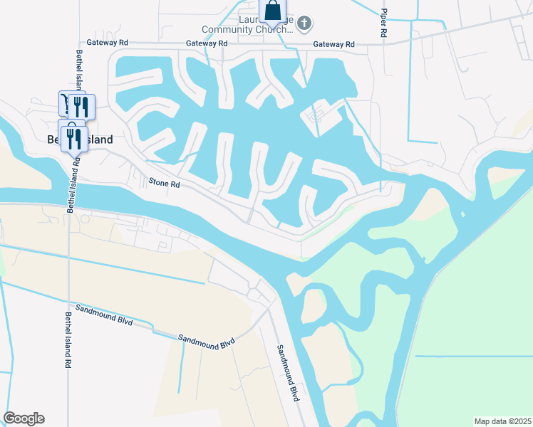 map of restaurants, bars, coffee shops, grocery stores, and more near 3635 Delta Coves Drive in Bethel Island