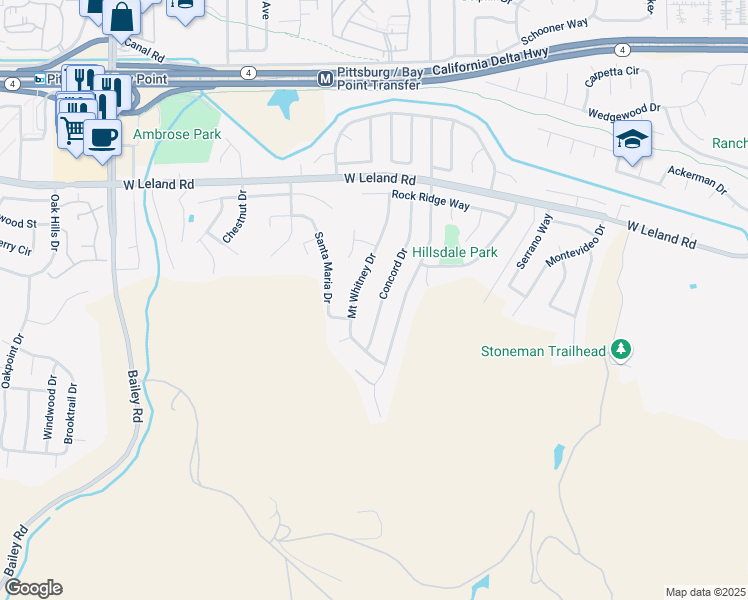 map of restaurants, bars, coffee shops, grocery stores, and more near 2256 Concord Drive in Pittsburg