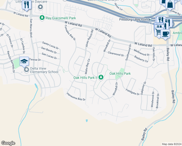 map of restaurants, bars, coffee shops, grocery stores, and more near 133 Greenmeadow Circle in Pittsburg