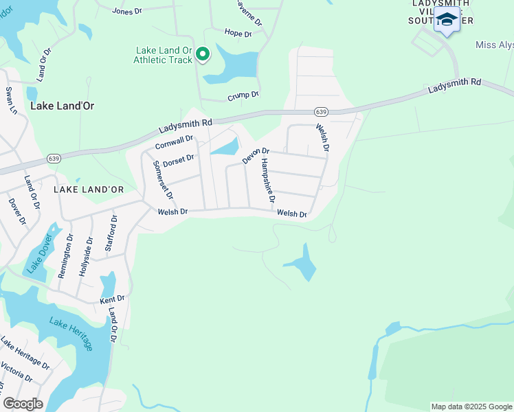 map of restaurants, bars, coffee shops, grocery stores, and more near 648 Welsh Drive in Ruther Glen