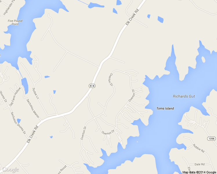 map of restaurants, bars, coffee shops, grocery stores, and more near 1214 Overton Drive in Mineral