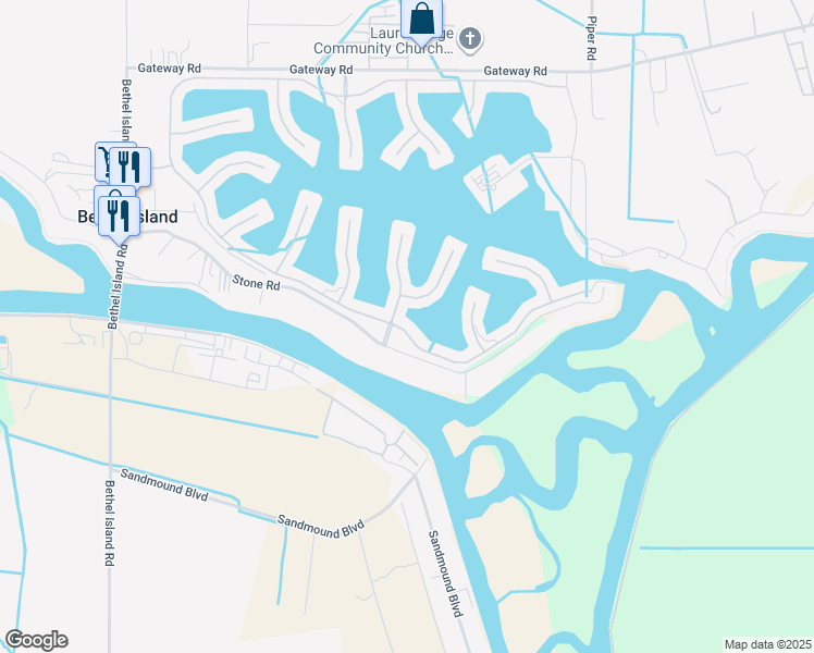 map of restaurants, bars, coffee shops, grocery stores, and more near 3641 Delta Coves Drive in Bethel Island