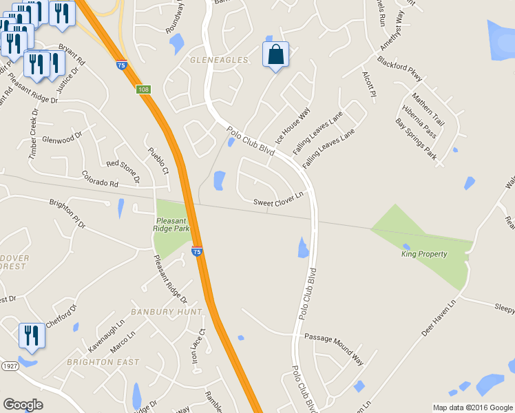 map of restaurants, bars, coffee shops, grocery stores, and more near 3356 Sweet Clover Lane in Lexington