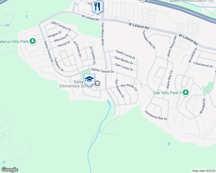 map of restaurants, bars, coffee shops, grocery stores, and more near 1500 Rio Verde Circle in Bay Point