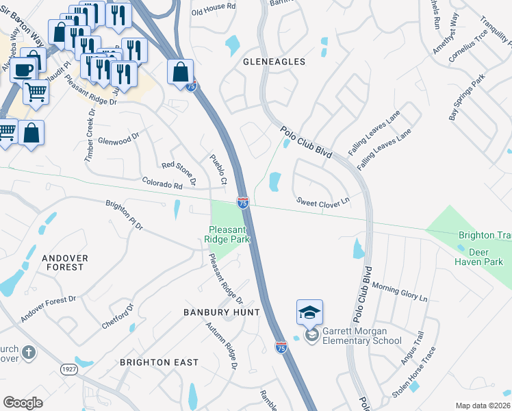 map of restaurants, bars, coffee shops, grocery stores, and more near Brighton East Rail Trail in Lexington