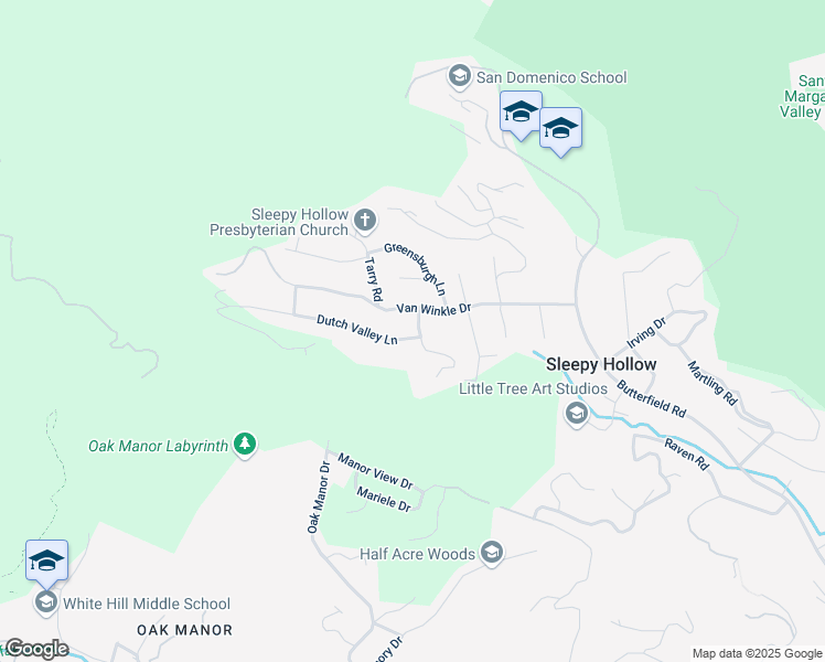 map of restaurants, bars, coffee shops, grocery stores, and more near 10 Mather Road in San Anselmo