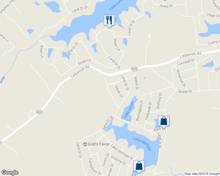 map of restaurants, bars, coffee shops, grocery stores, and more near 521 Welsh Drive in Ruther Glen