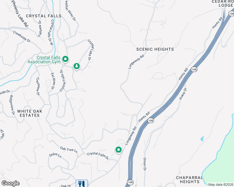 map of restaurants, bars, coffee shops, grocery stores, and more near 21498 Longeway Road in Sonora