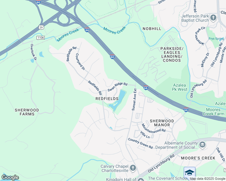 map of restaurants, bars, coffee shops, grocery stores, and more near 861 Swan Ridge Rd in Charlottesville