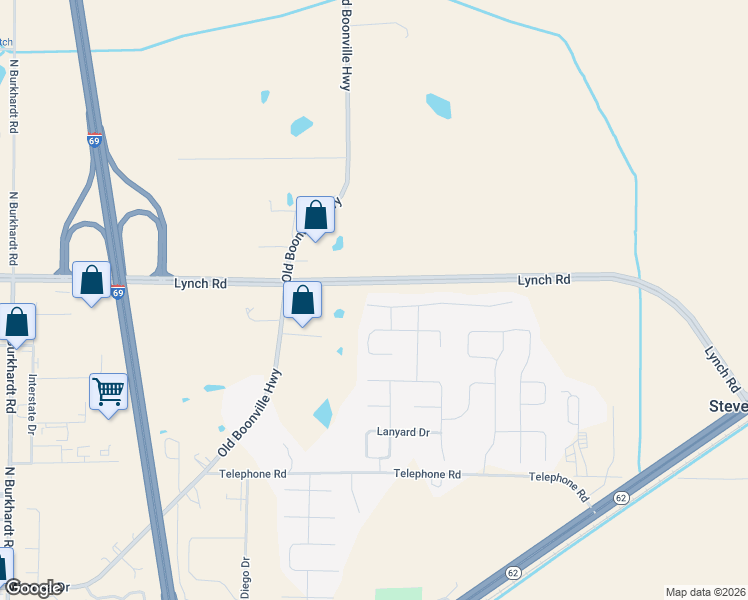 map of restaurants, bars, coffee shops, grocery stores, and more near 8600 Old Boonville Highway in Evansville