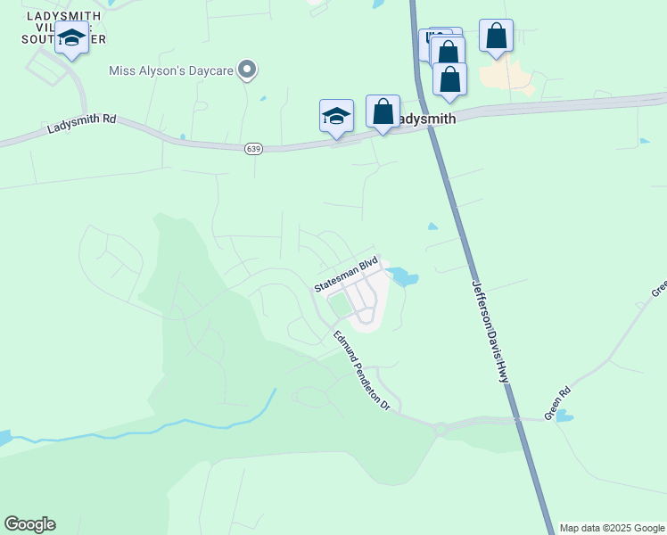 map of restaurants, bars, coffee shops, grocery stores, and more near 7086 Braxton Court in Ruther Glen