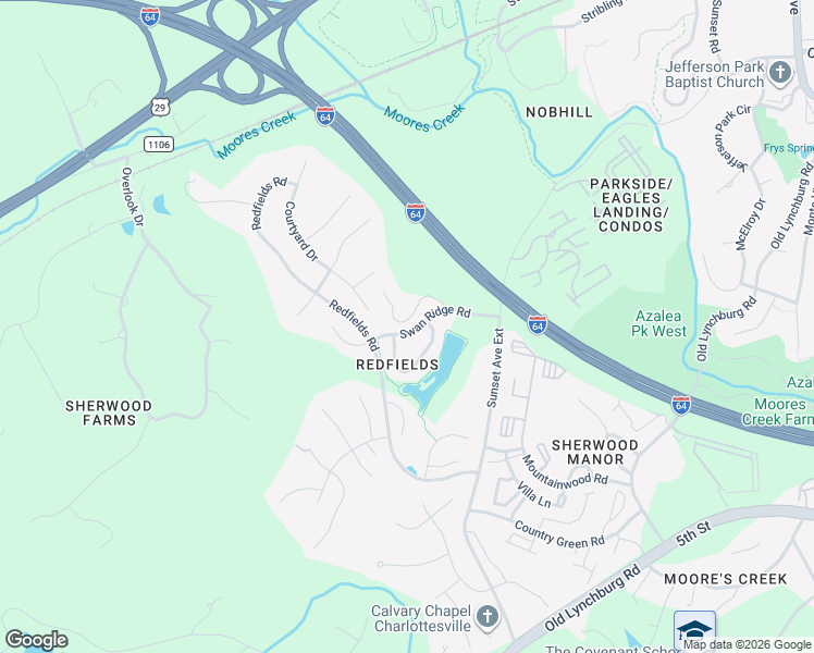 map of restaurants, bars, coffee shops, grocery stores, and more near 999 Canvas Back Drive in Charlottesville