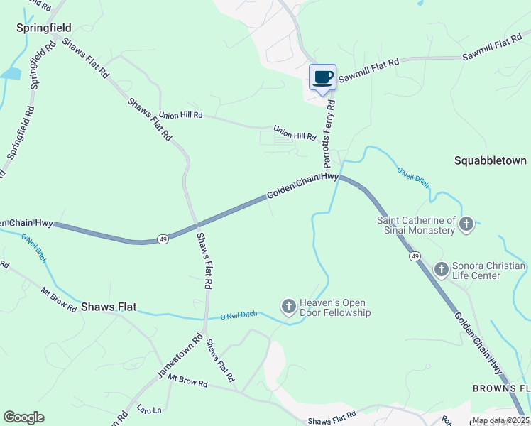 map of restaurants, bars, coffee shops, grocery stores, and more near 11285 California 49 in Sonora