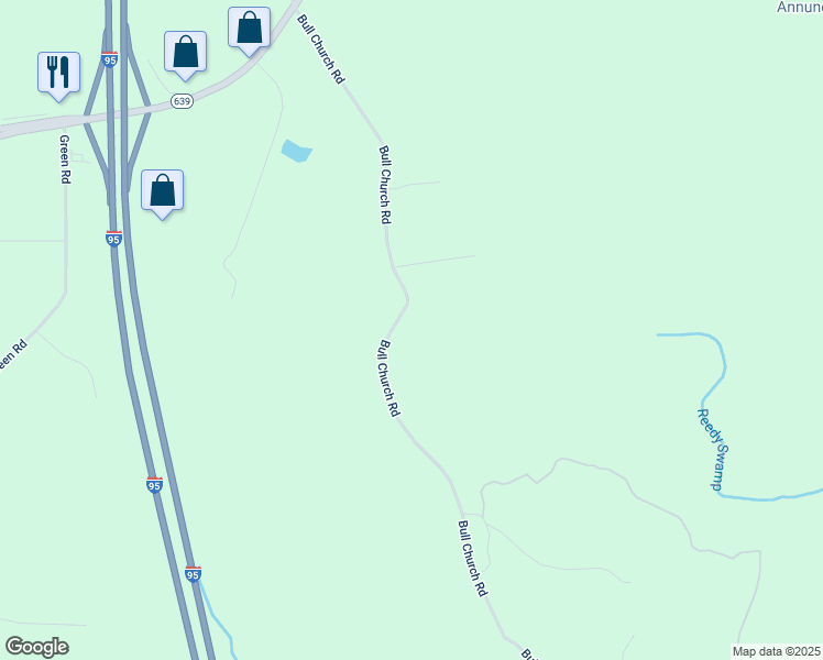 map of restaurants, bars, coffee shops, grocery stores, and more near 18247 Bull Church Road in Ruther Glen