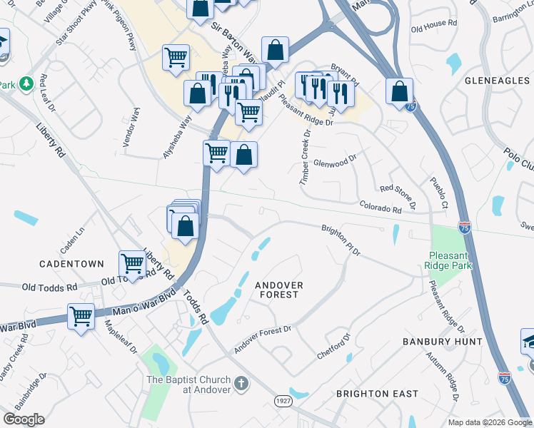 map of restaurants, bars, coffee shops, grocery stores, and more near 3205 Darlington Circle in Lexington