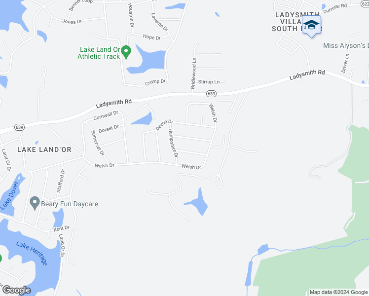 map of restaurants, bars, coffee shops, grocery stores, and more near 504 Gloucester Drive in Ruther Glen