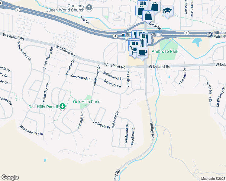 map of restaurants, bars, coffee shops, grocery stores, and more near 2259 Oak Hills Drive in Pittsburg