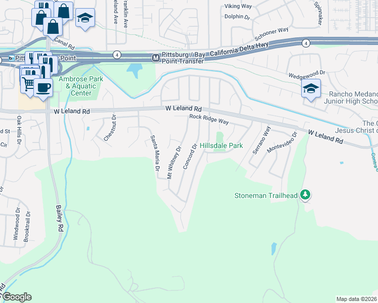 map of restaurants, bars, coffee shops, grocery stores, and more near 2240 Concord Drive in Pittsburg