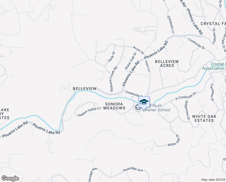 map of restaurants, bars, coffee shops, grocery stores, and more near 21545 Bellview Creek Road in Sonora