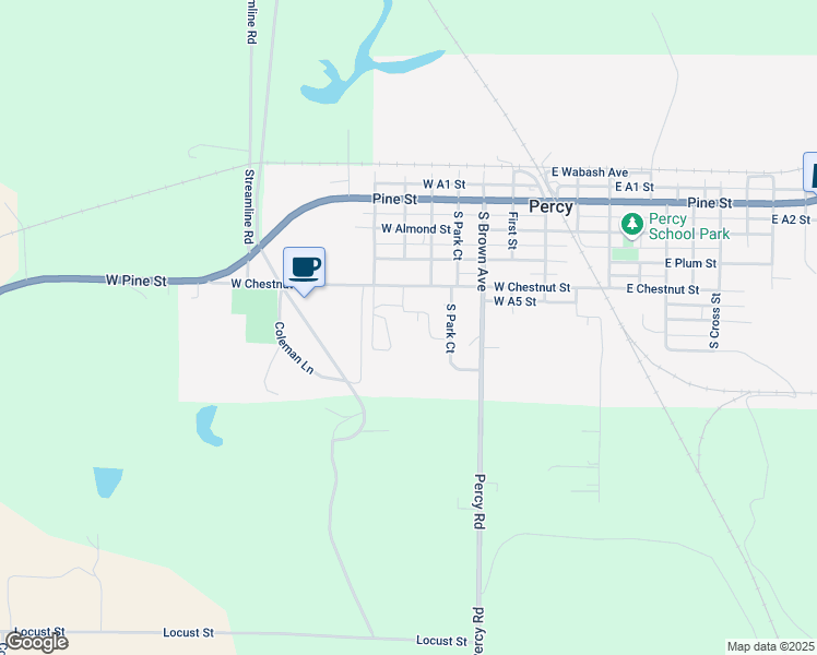 map of restaurants, bars, coffee shops, grocery stores, and more near 12A West Peg Street in Percy