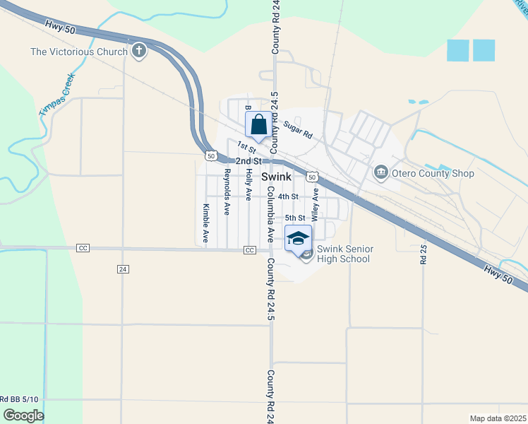 map of restaurants, bars, coffee shops, grocery stores, and more near 410 Columbia in Swink