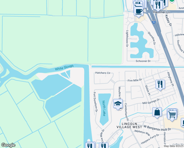 map of restaurants, bars, coffee shops, grocery stores, and more near 3753 Hatchers Circle in Stockton