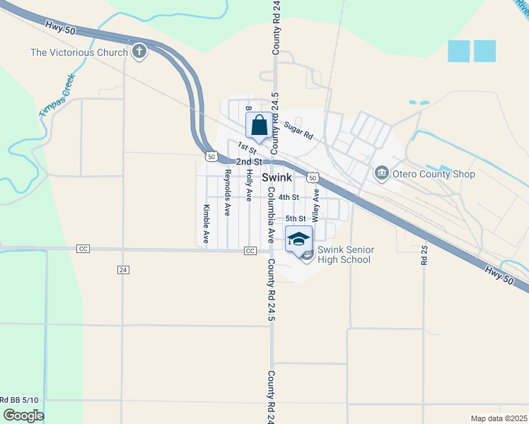 map of restaurants, bars, coffee shops, grocery stores, and more near 410 Columbia in Swink