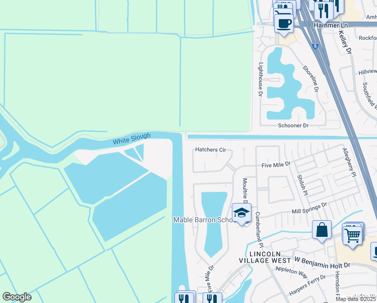 map of restaurants, bars, coffee shops, grocery stores, and more near 3753 Hatchers Circle in Stockton