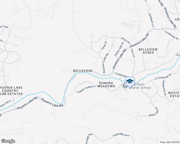 map of restaurants, bars, coffee shops, grocery stores, and more near 21551 Phoenix Lake Road in Sonora
