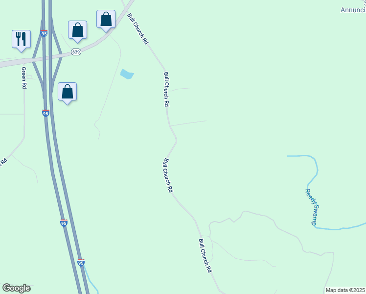 map of restaurants, bars, coffee shops, grocery stores, and more near 18247 Bull Church Road in Ruther Glen