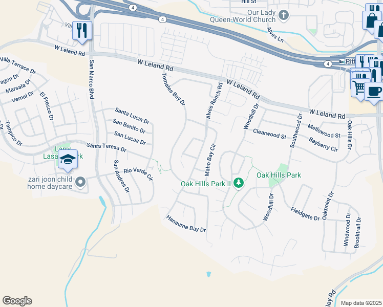 map of restaurants, bars, coffee shops, grocery stores, and more near 2825 Hudson Bay Street in Pittsburg