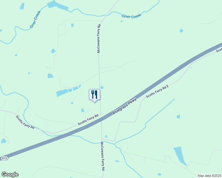map of restaurants, bars, coffee shops, grocery stores, and more near 3310 McCowans Ferry Road in Versailles