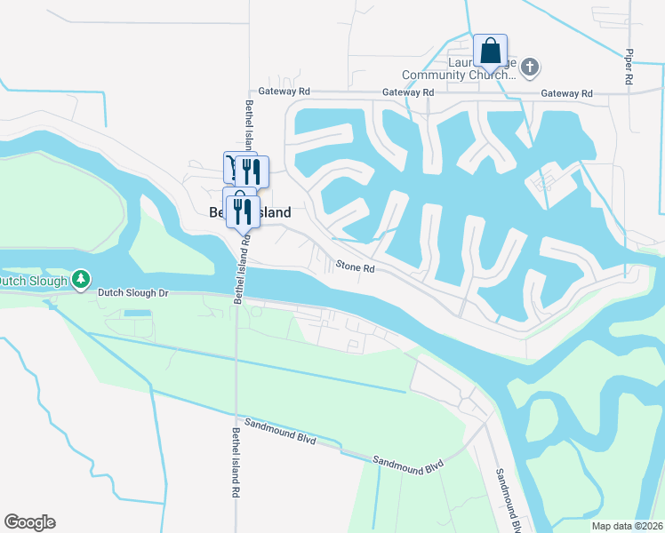 map of restaurants, bars, coffee shops, grocery stores, and more near 3222 Stone Road in Bethel Island