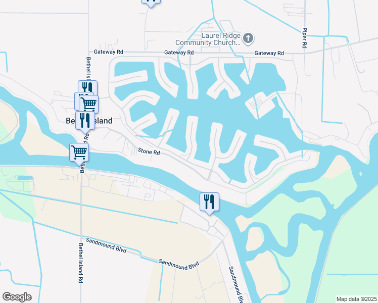 map of restaurants, bars, coffee shops, grocery stores, and more near 617 Point Place in Bethel Island