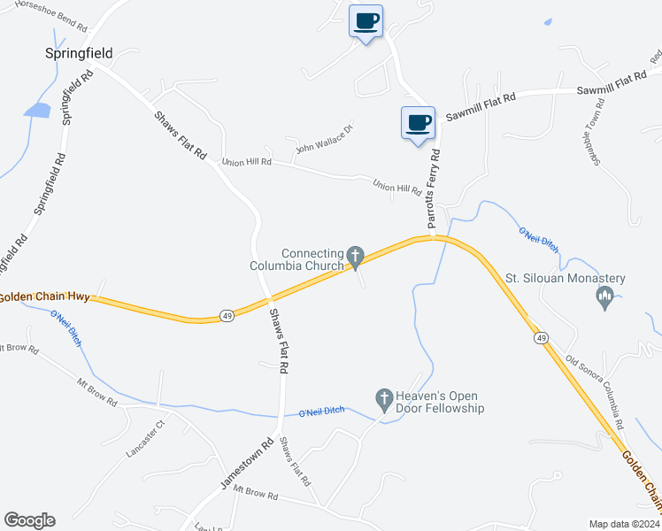 map of restaurants, bars, coffee shops, grocery stores, and more near 11240 California 49 in Sonora