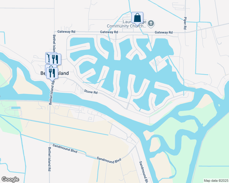 map of restaurants, bars, coffee shops, grocery stores, and more near 617 Point Place in Bethel Island