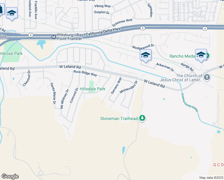 map of restaurants, bars, coffee shops, grocery stores, and more near 2218 Serrano Way in Pittsburg