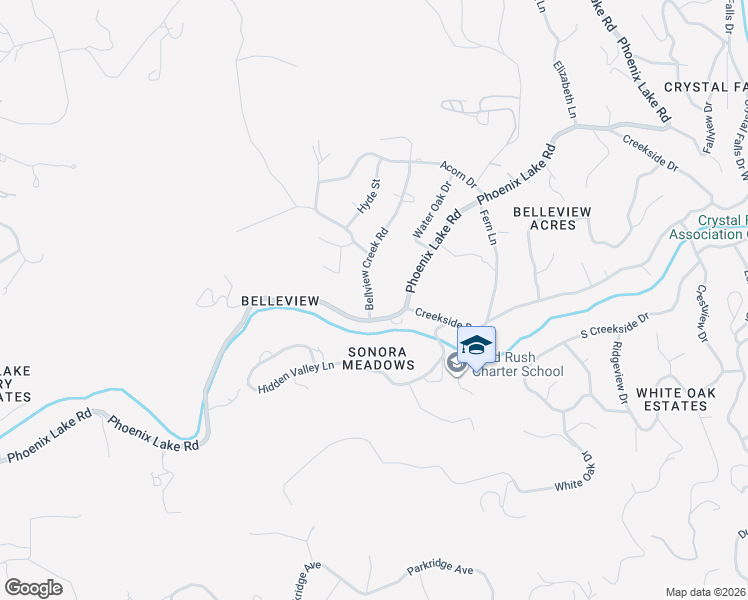 map of restaurants, bars, coffee shops, grocery stores, and more near 21545 Bellview Creek Road in Sonora