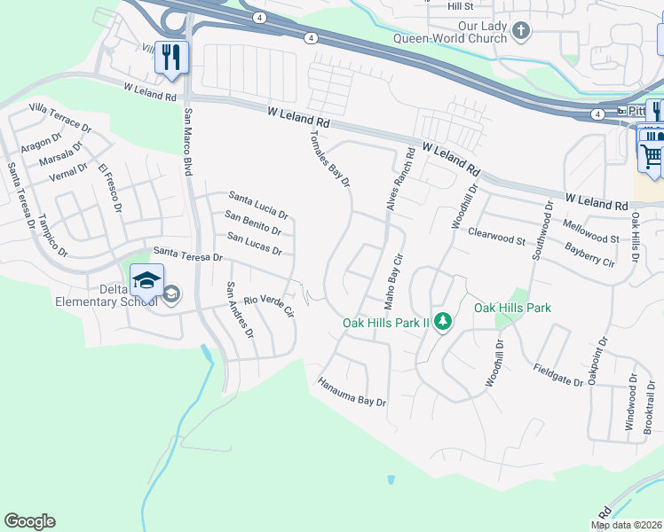 map of restaurants, bars, coffee shops, grocery stores, and more near 2655 Tomales Bay Drive in Pittsburg