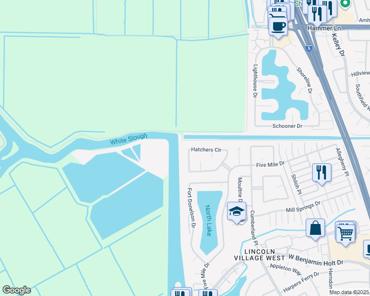 map of restaurants, bars, coffee shops, grocery stores, and more near 3753 Hatchers Circle in Stockton