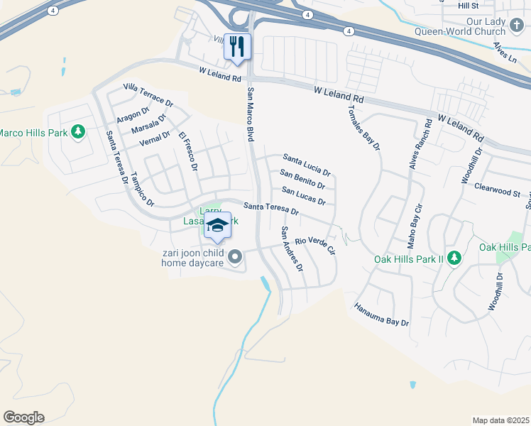 map of restaurants, bars, coffee shops, grocery stores, and more near 7 San Tomas Court in Pittsburg