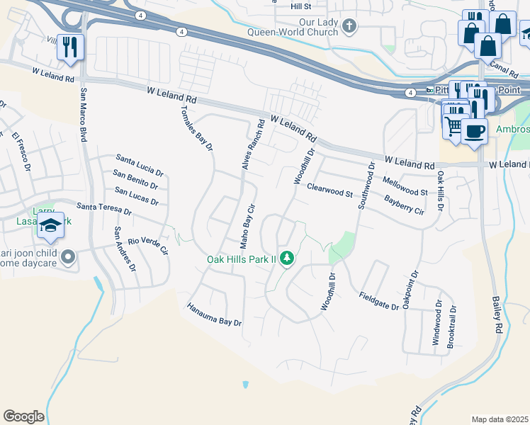 map of restaurants, bars, coffee shops, grocery stores, and more near 109 Greenmeadow Circle in Pittsburg