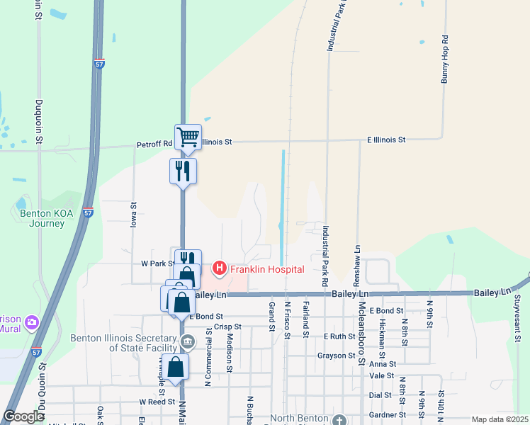 map of restaurants, bars, coffee shops, grocery stores, and more near 1501 North Franklin Drive in Benton
